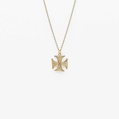 Maltese Cross Gold-plated Silver Necklace