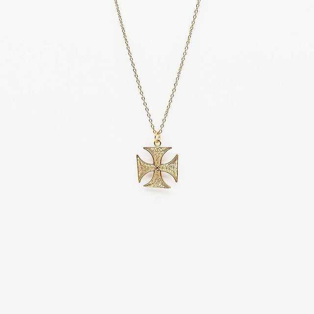 Maltese Cross Gold-plated Silver Necklace