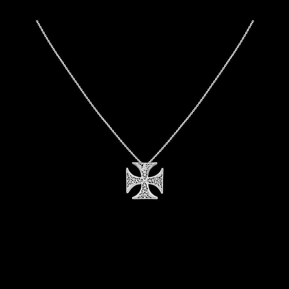 Maltese Cross Silver Necklace