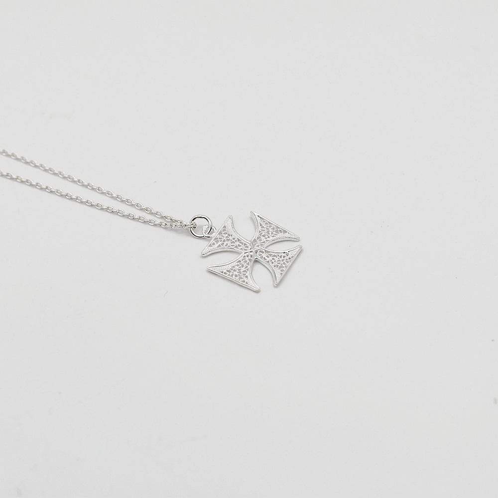 Maltese Cross Silver Necklace