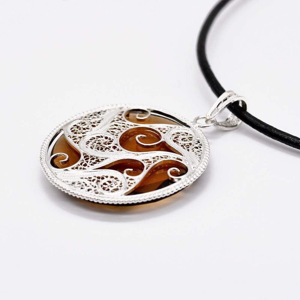 Oceano | Silver filigree pendant - Amber