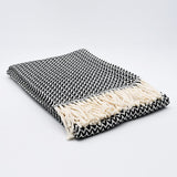 Ondas I Cotton Fringed Blanket - Black