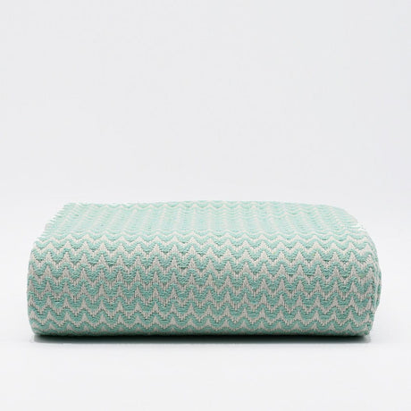 Ondas I Cotton Fringed Blanket - Green