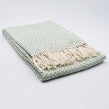 Ondas I Cotton Fringed Blanket - Light Green