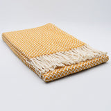 Ondas I Cotton Fringed Blanket - Ochre