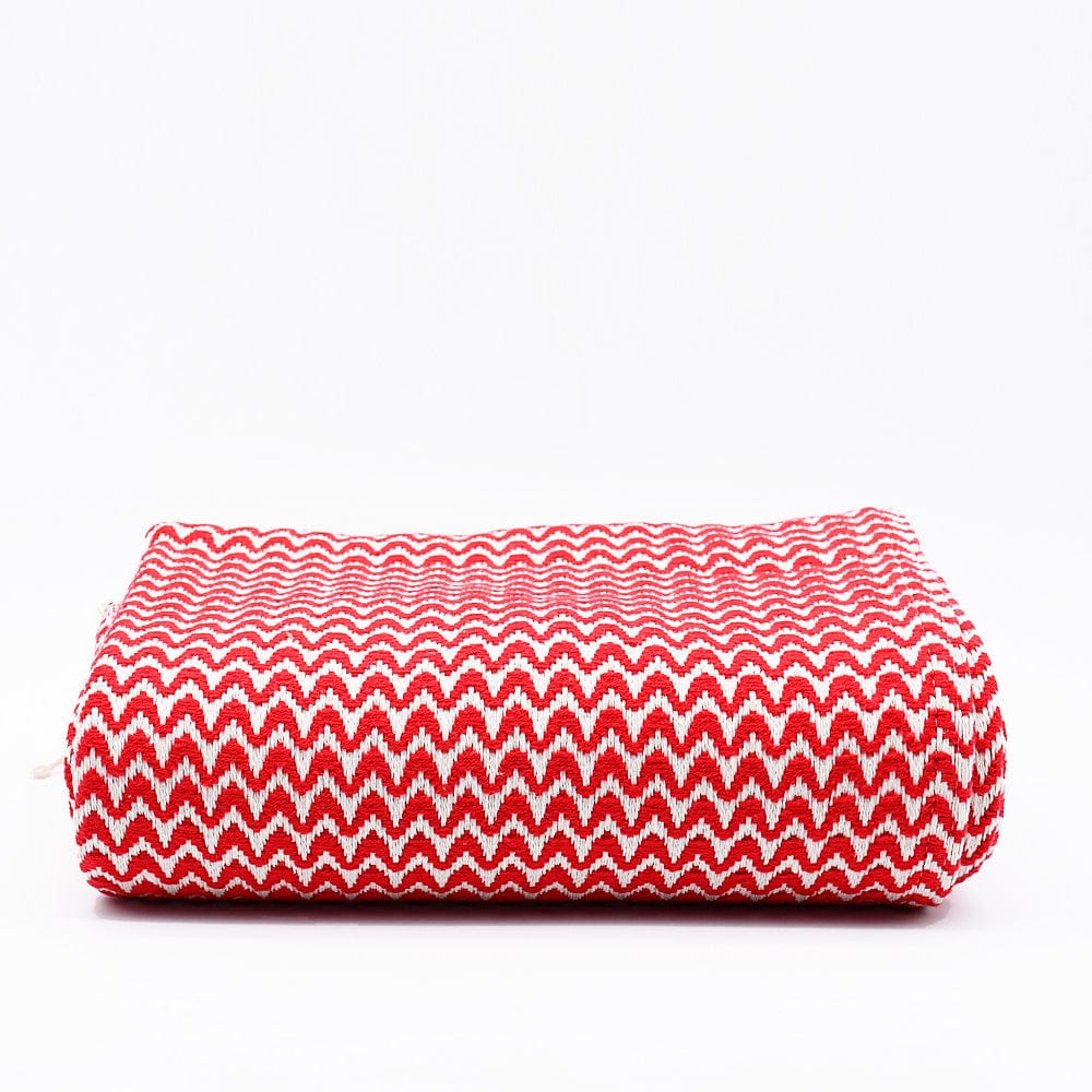 Ondas I Cotton Fringed Blanket - Red