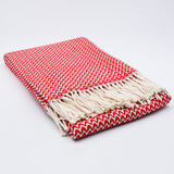 Ondas I Cotton Fringed Blanket - Red