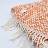 Ondas I Cotton Fringed Blanket - Terracotta