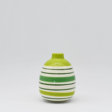 Ovale striped ceramic vase - Green