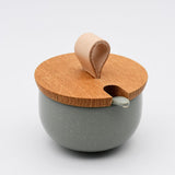 Pacifica I Stoneware Sugar Pot and Spoon - Green