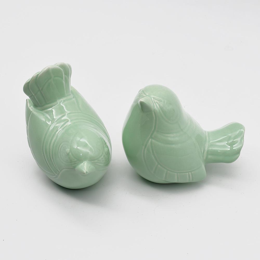 Pair of Ceramic Birds - 13 colors Light Green