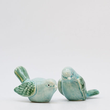 Pair of Ceramic Birds - Light Blue