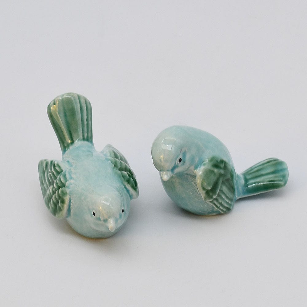 Pair of Ceramic Birds - Light Blue