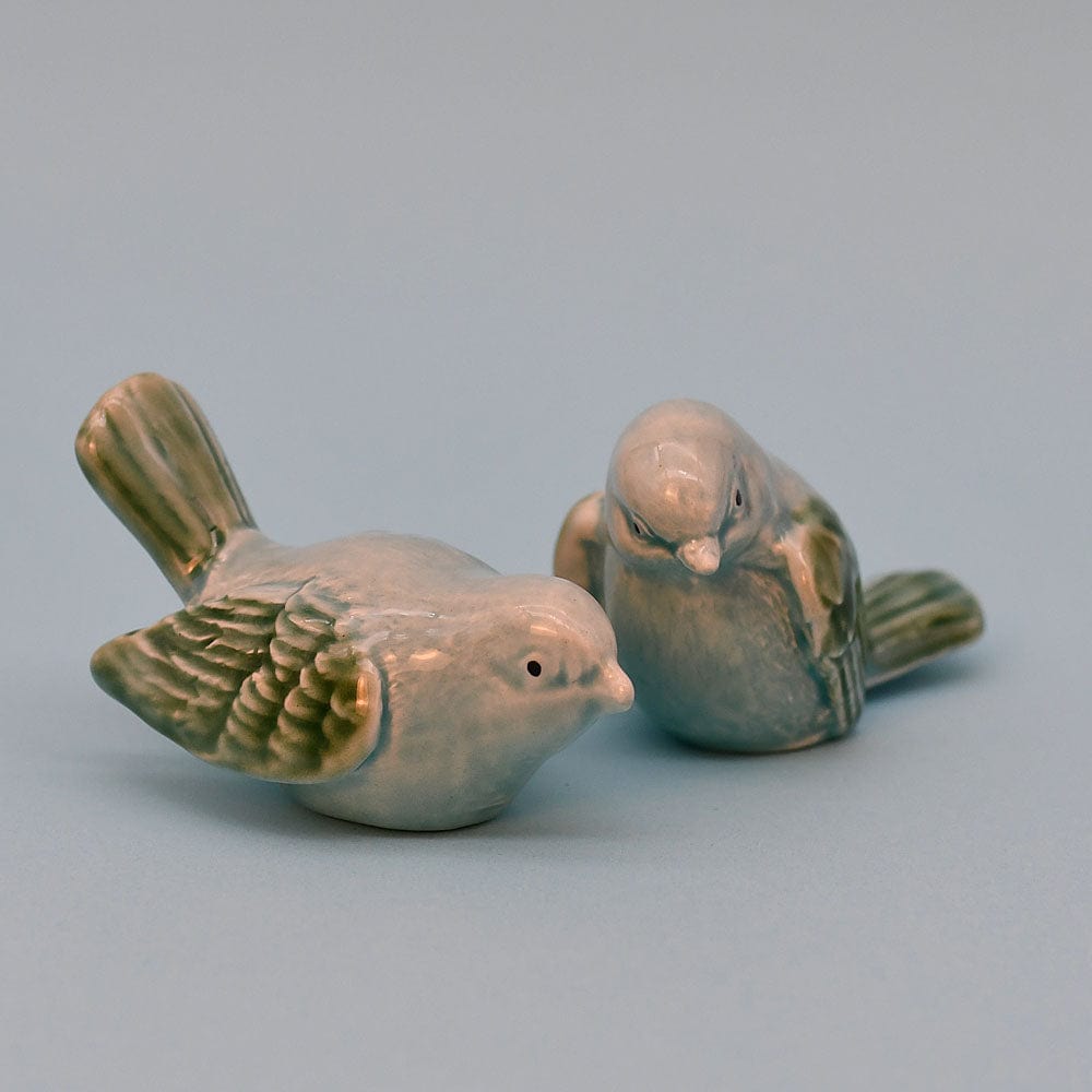 Pair of Ceramic Birds - Light Blue