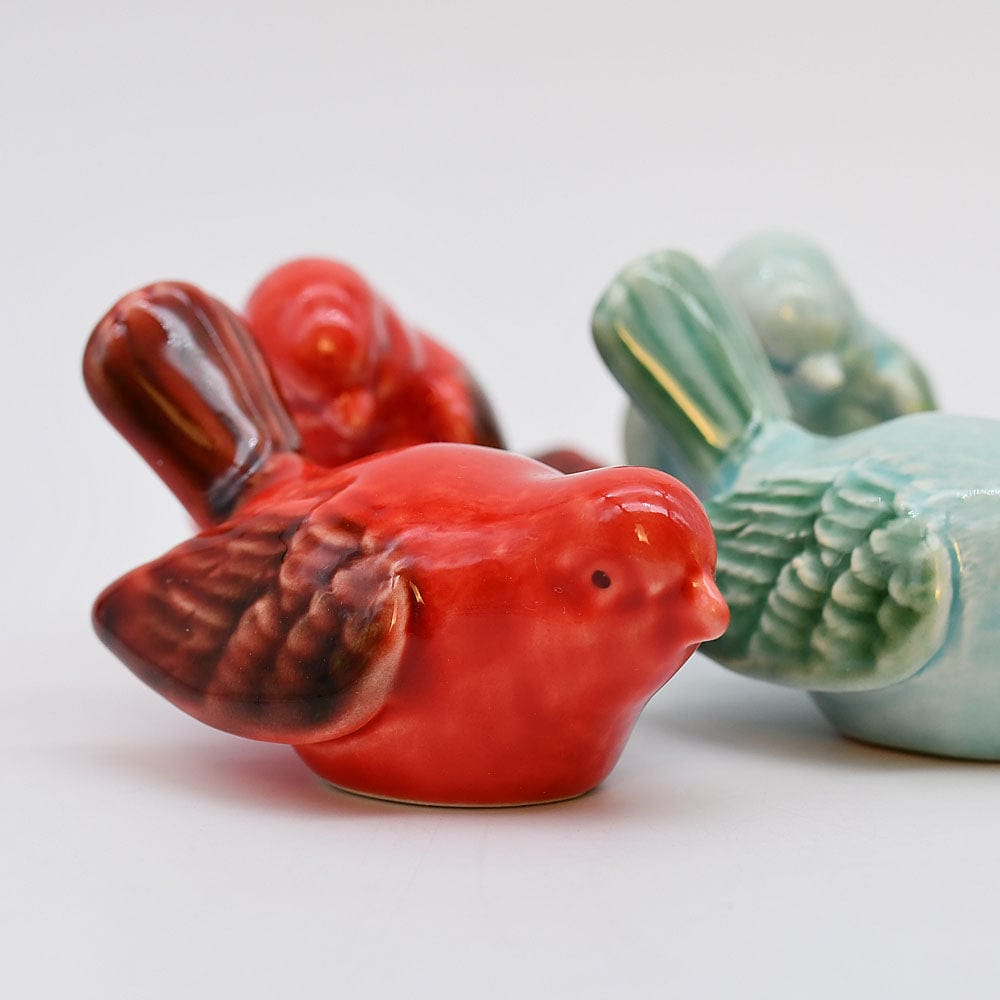 Pair of Ceramic Birds - Red