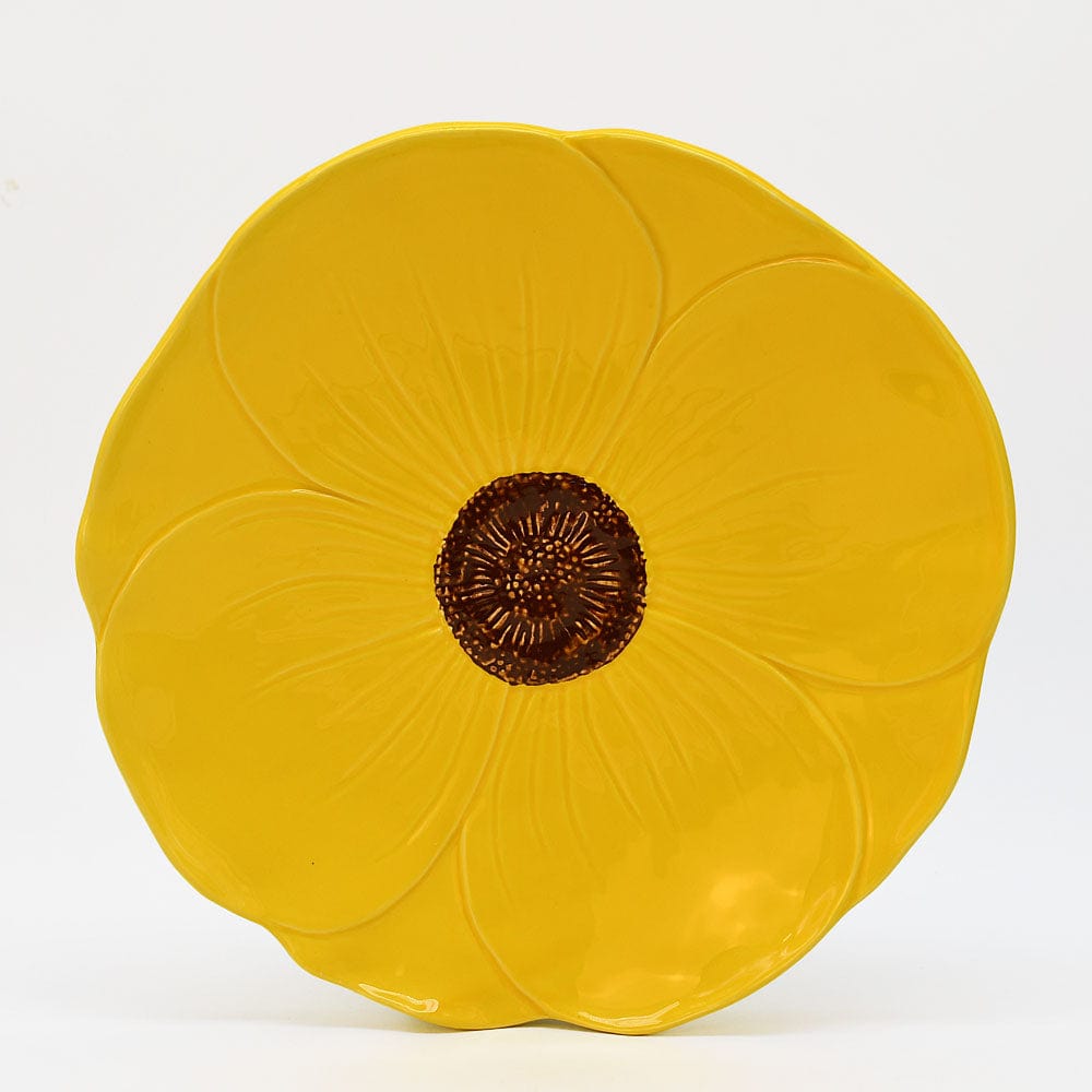 Poppy-shaped Ceramic Dinner Plate - Yellow