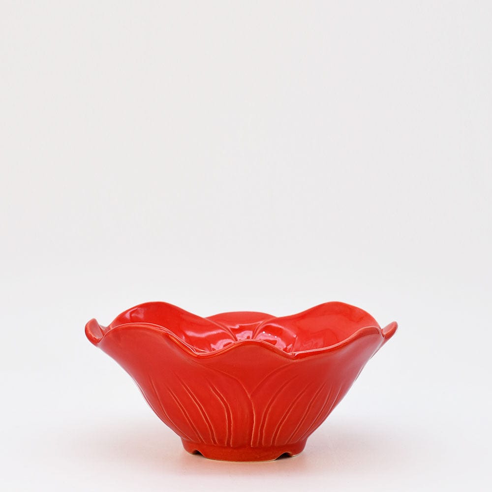 Poppy-shaped Ceramic Salad Bowl - Red