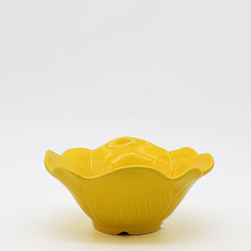 Poppy-shaped Ceramic Salad Bowl - Yellow