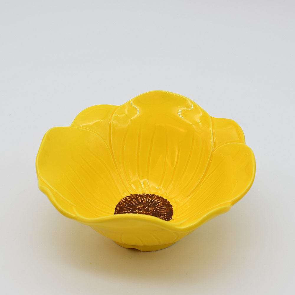 Poppy-shaped Ceramic Salad Bowl - Yellow