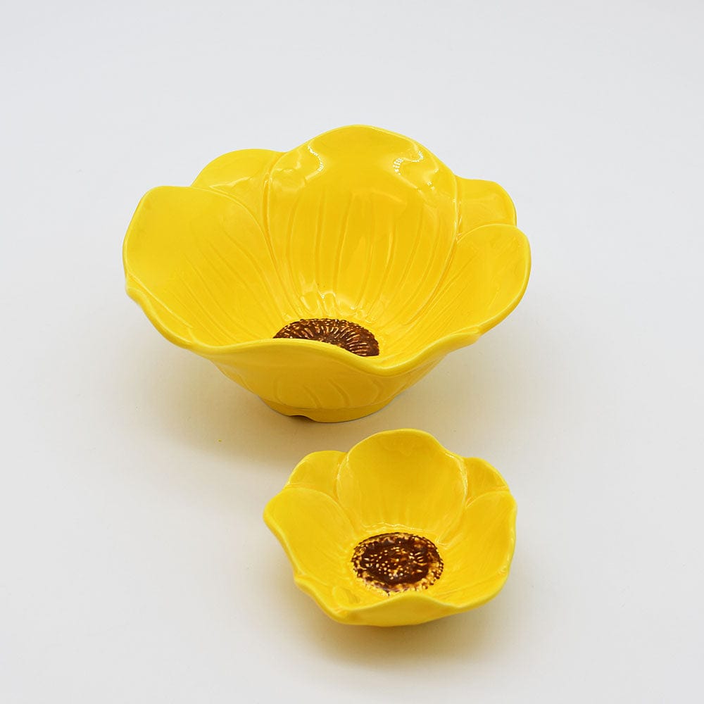 Poppy-shaped Ceramic Salad Bowl - Yellow