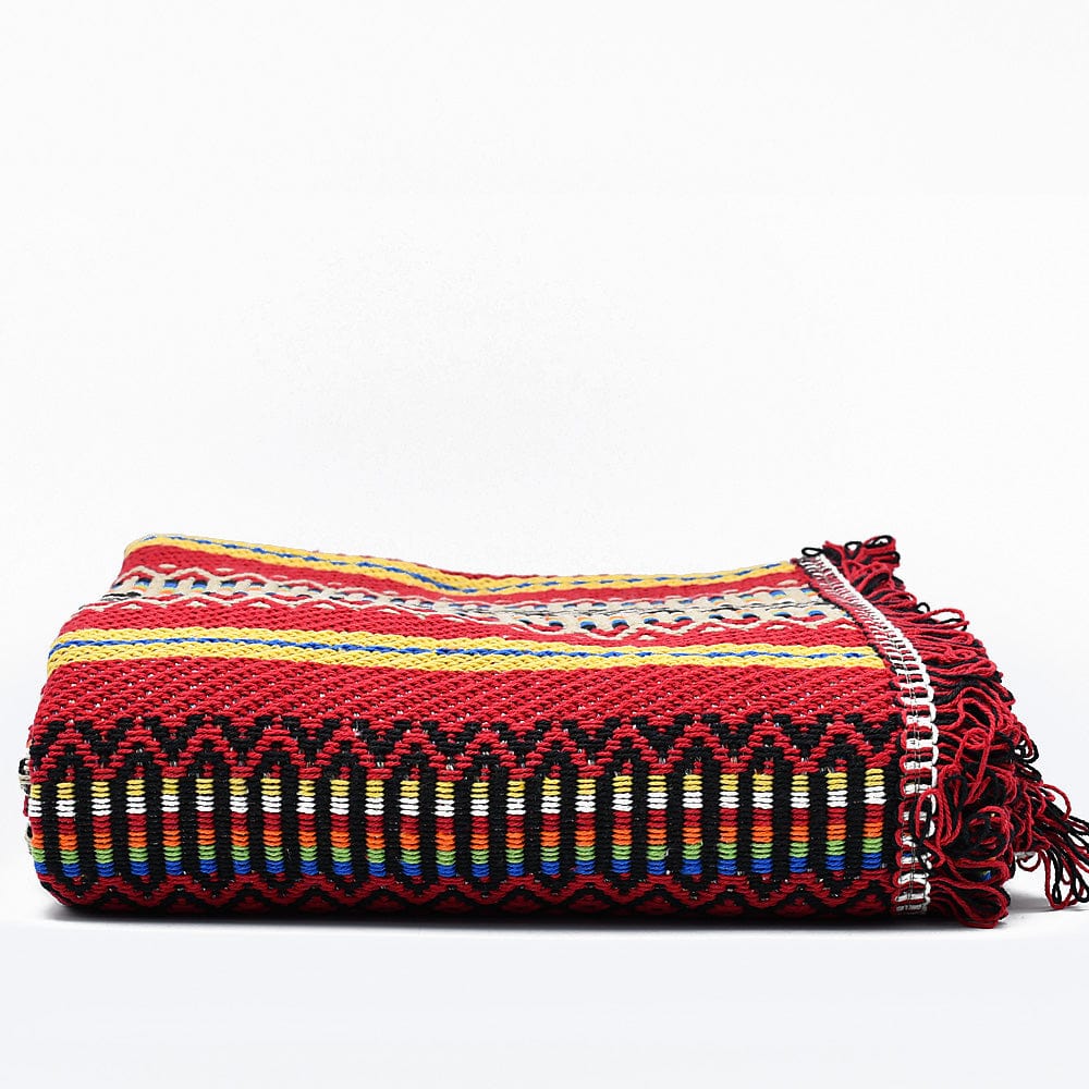 Portuguese Style fringed Blanket - Dark Red