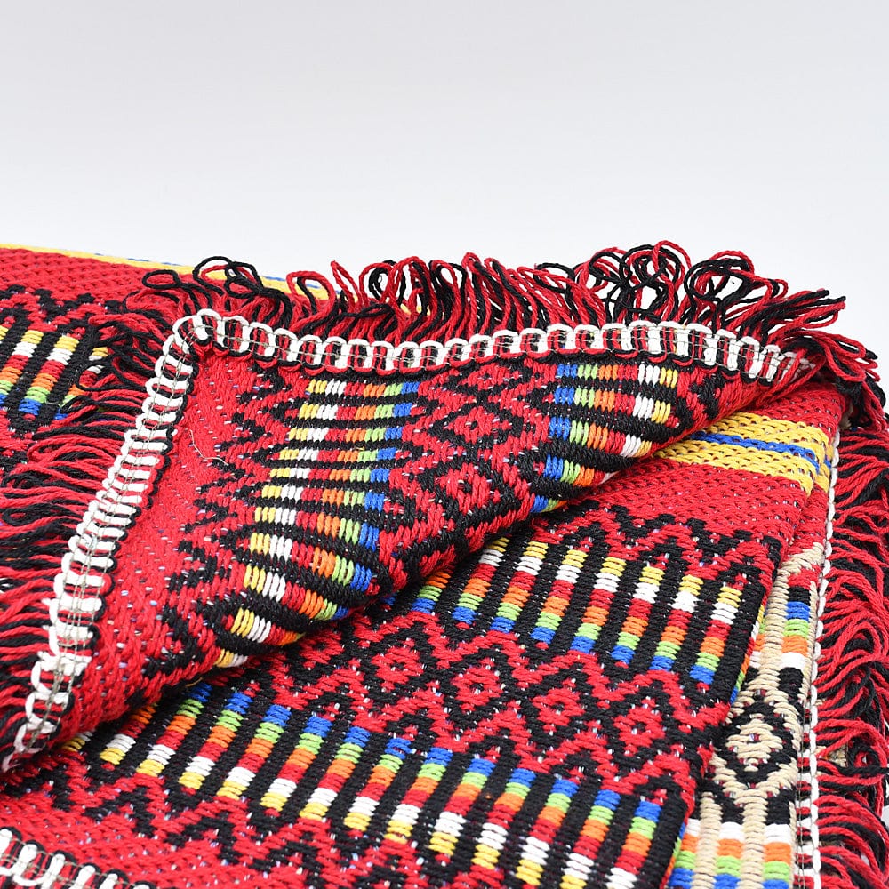 Portuguese Style fringed Blanket - Dark Red