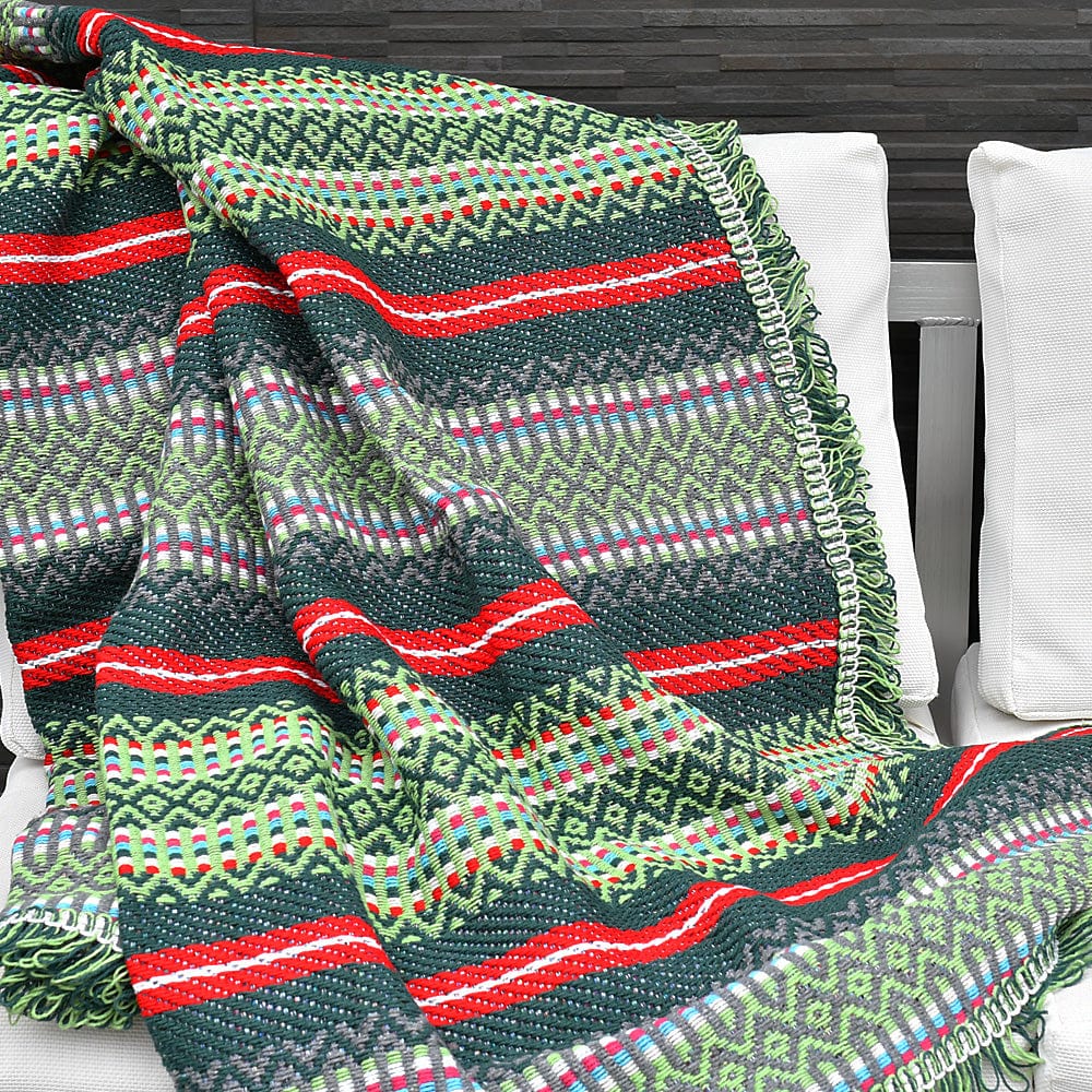 Portuguese Style fringed Blanket - Green