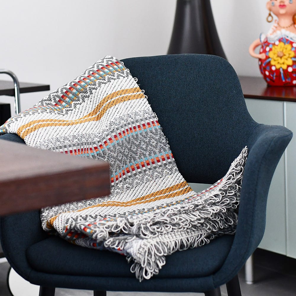 Portuguese Style fringed Blanket - Light Grey