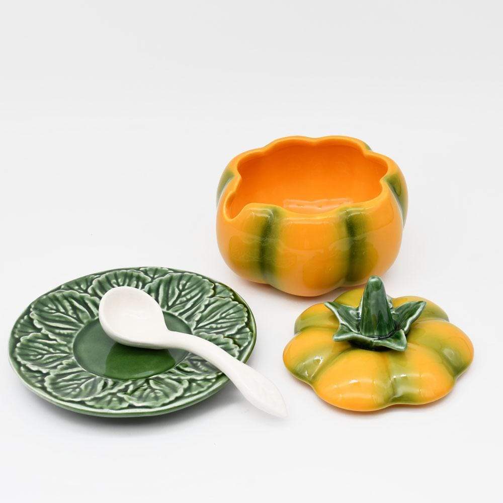 Pumpkin-shaped Ceramic Pot - 3.9''