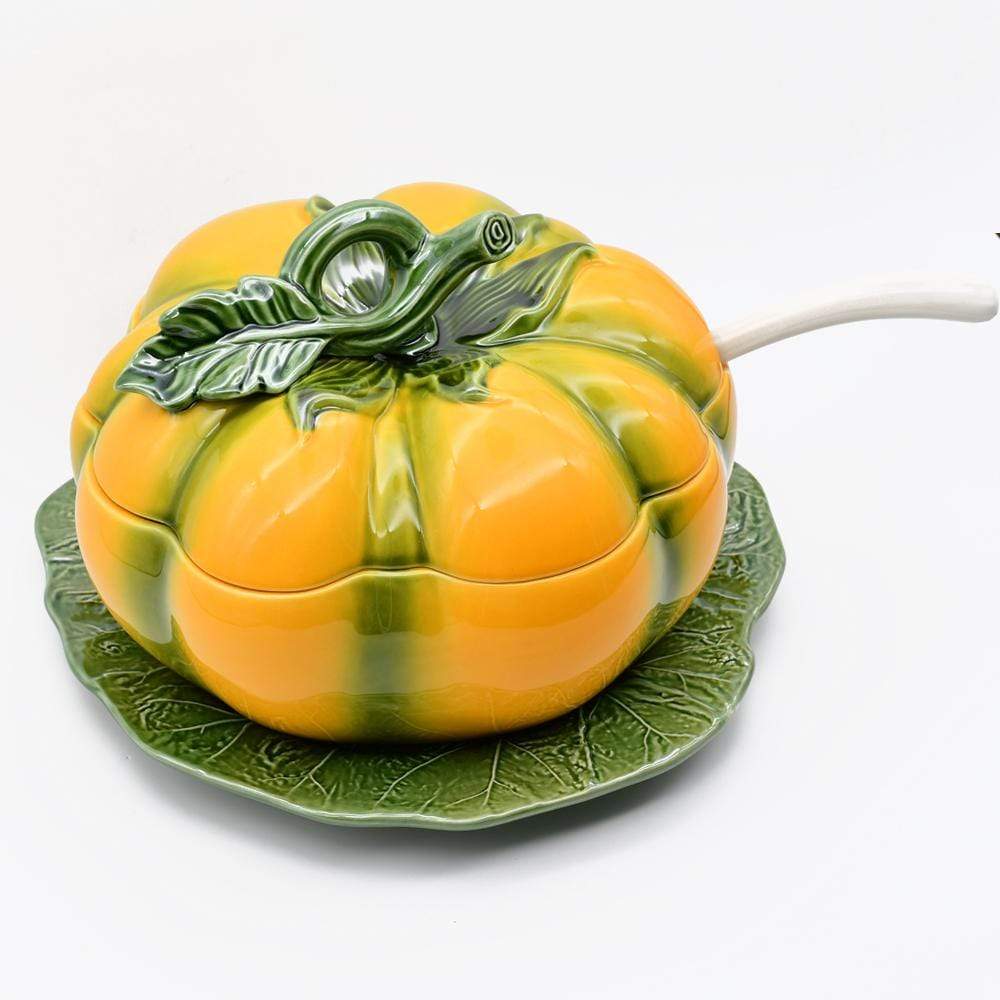 Pumpkin-shaped Ceramic Tureen