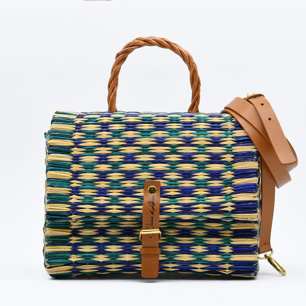 Reed Satchel Bag - 9.8'' - Green & Blue