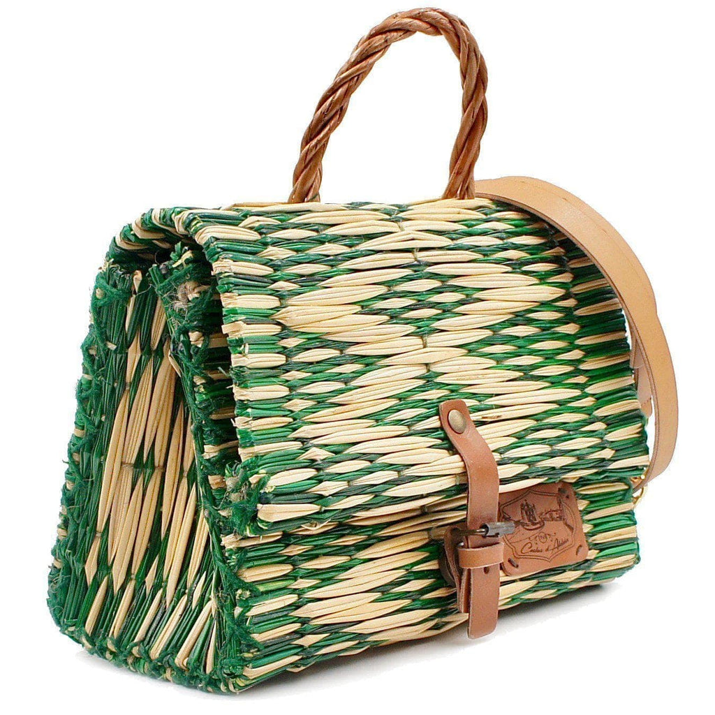 Reed Satchel Bag - 9.8'' - Green & Natural