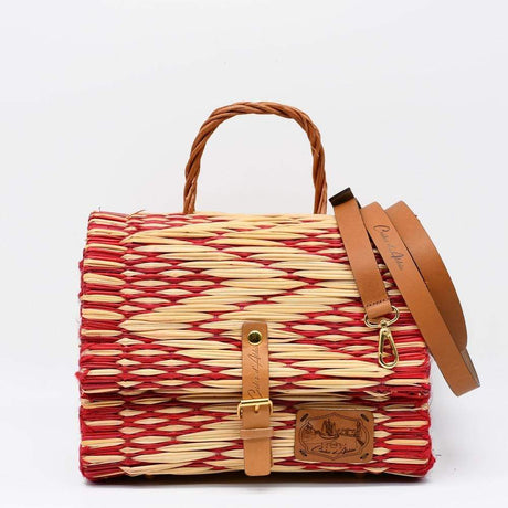 Reed Satchel Bag - 9.8'' - Red & Naturel