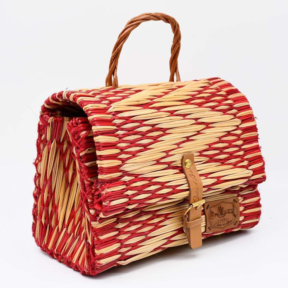 Reed Satchel Bag - 9.8'' - Red & Naturel