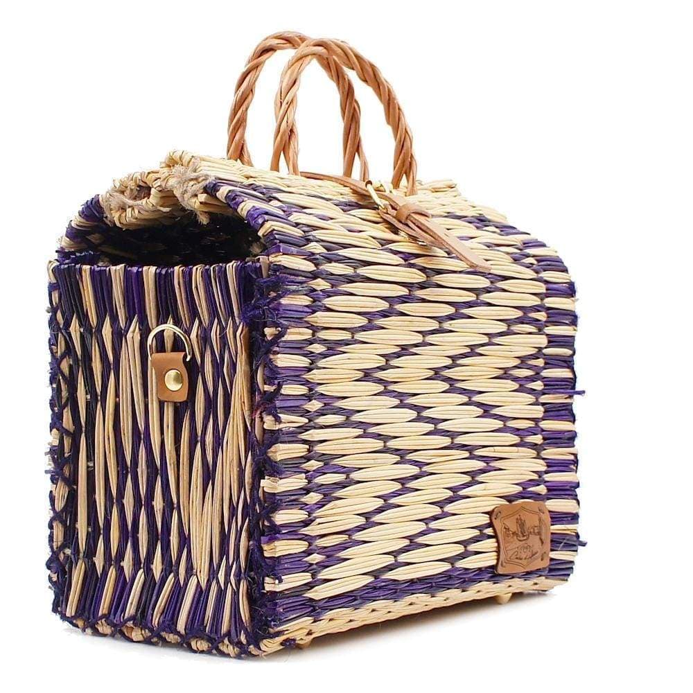 Reed Shopping Bag - 10.2'' -  Purple & Natural