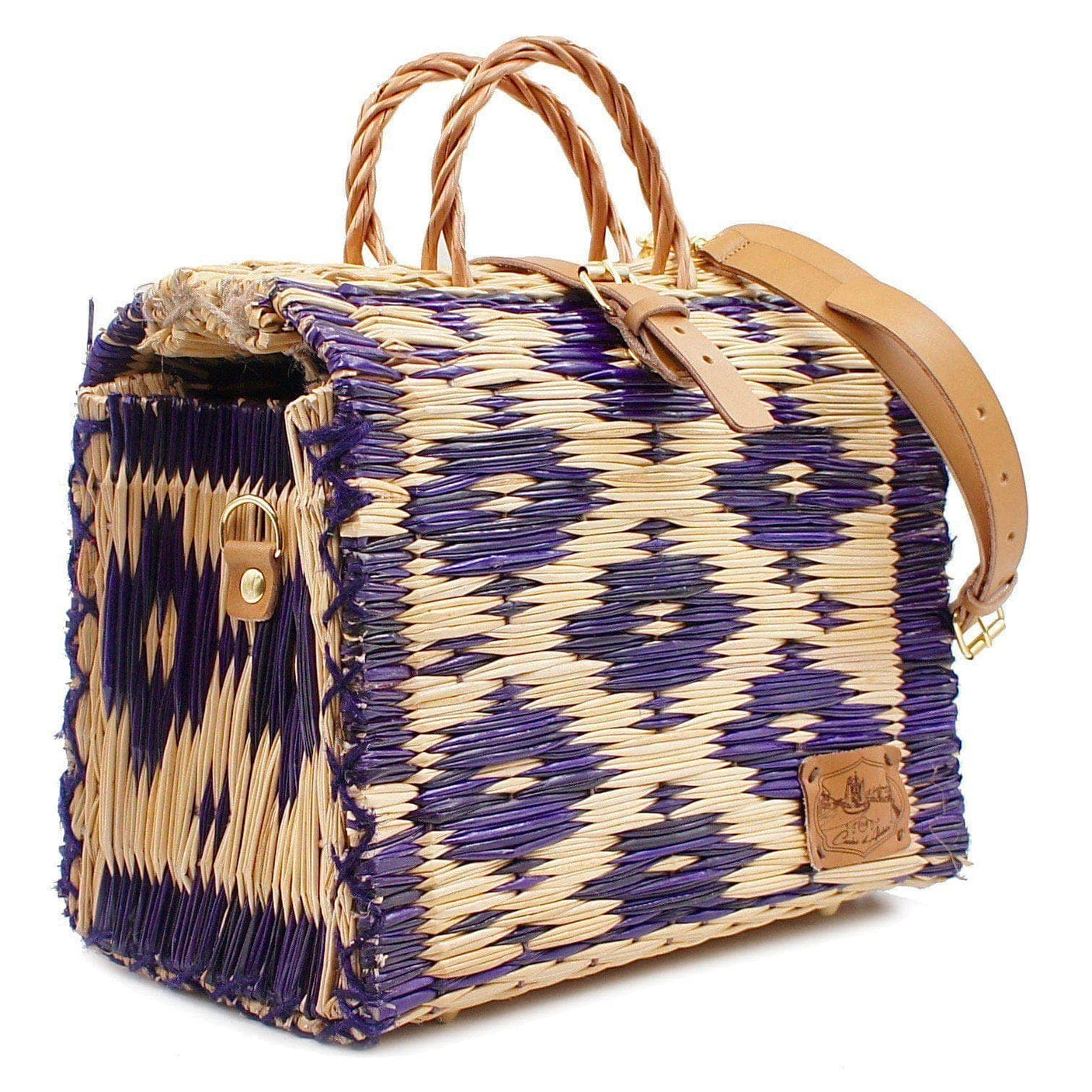 Reed Shopping Bag - 10.2'' -  Purple & Natural