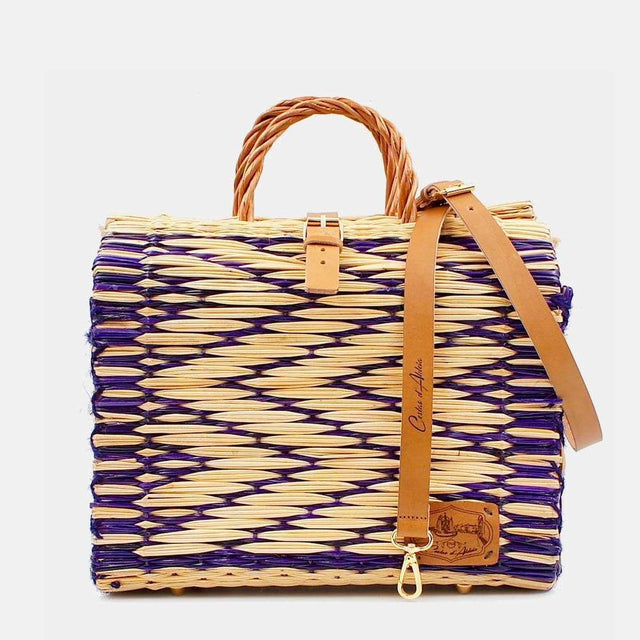 Reed Shopping Bag - 10.2'' -  Purple & Natural