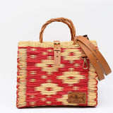 Reed Shopping Bag - 10.2'' - Red & Natural