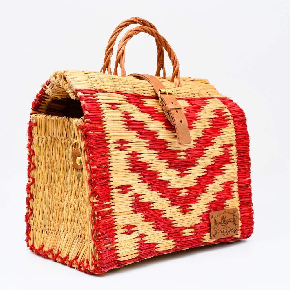 Reed Shopping Bag - 10.2'' -  Red & Natural