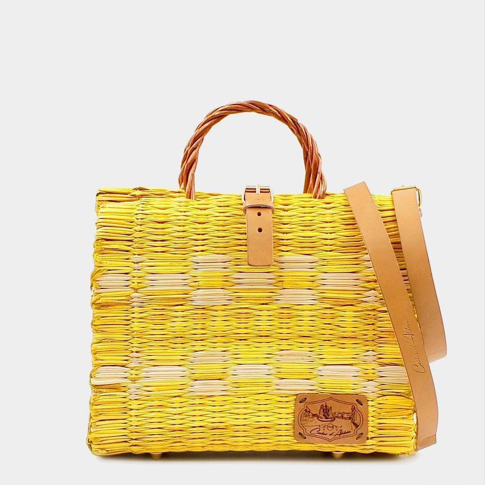 Reed Shopping Bag - 10.2'' - Yellow & Natural