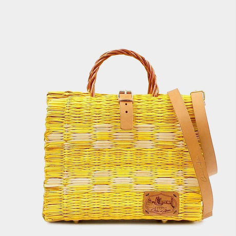 Reed Shopping Bag - 10.2'' - Yellow & Natural