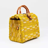 Reed Shopping Bag - 10.2'' - Yellow & Natural