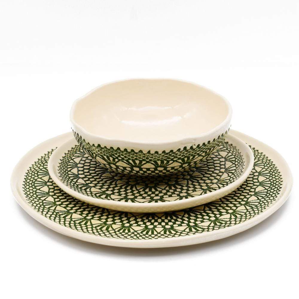 Renda I Handmade Ceramic Dessert / Salad Plate - Green