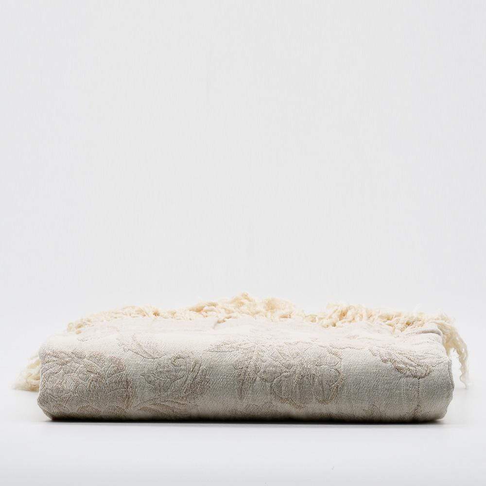 Rosa I Coton Fringed light Blanket - Beige