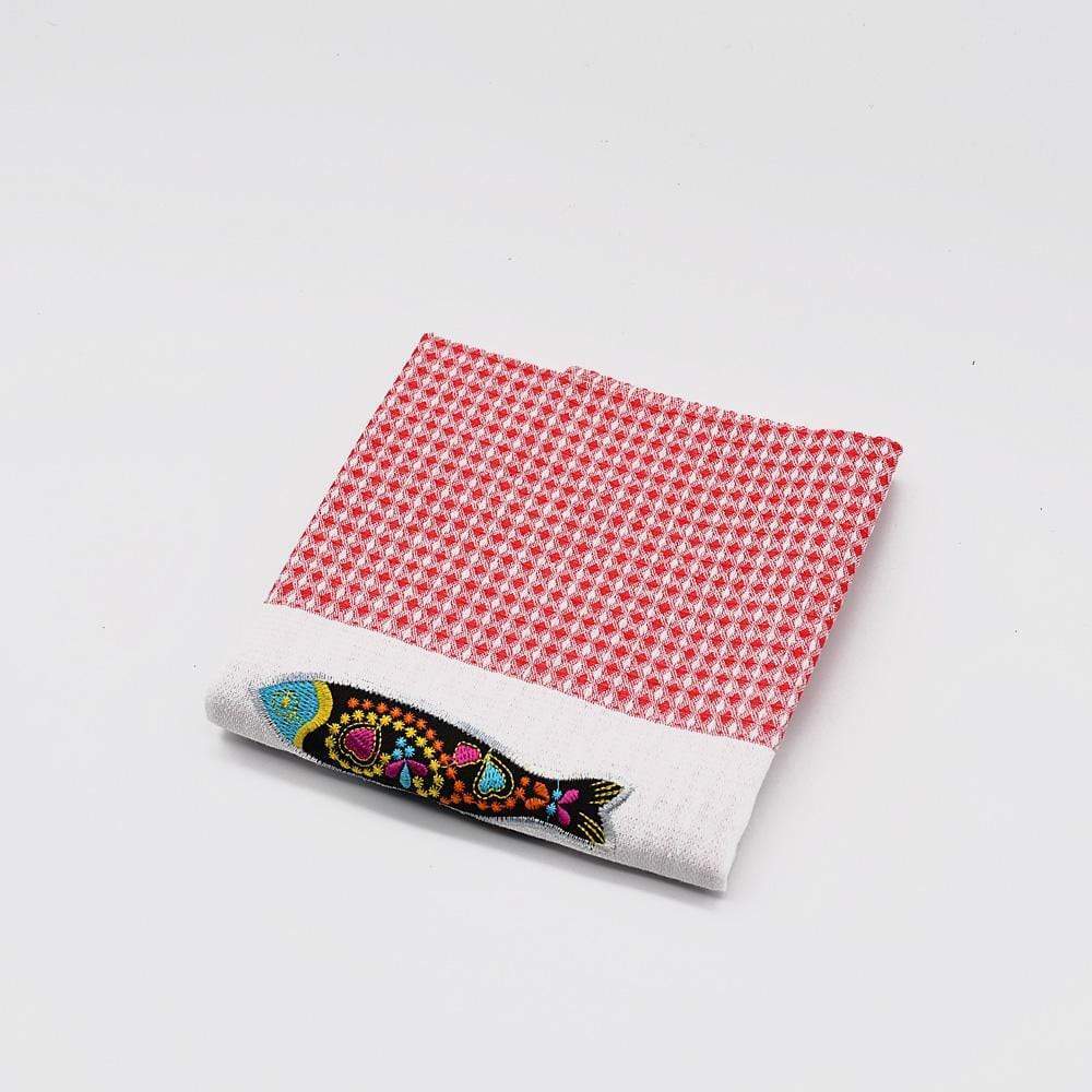 Sardinha I Embroidered kitchen Towel Red