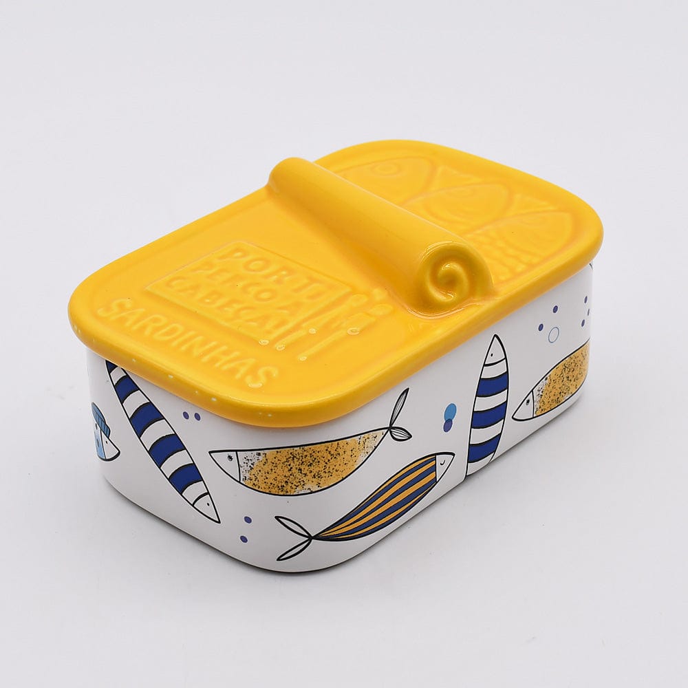 Sardinhas I Ceramic box - White & yellow