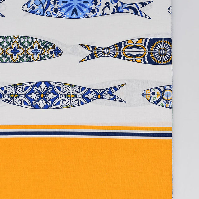 Sardinhas I Cotton Tablecloth - Yellow