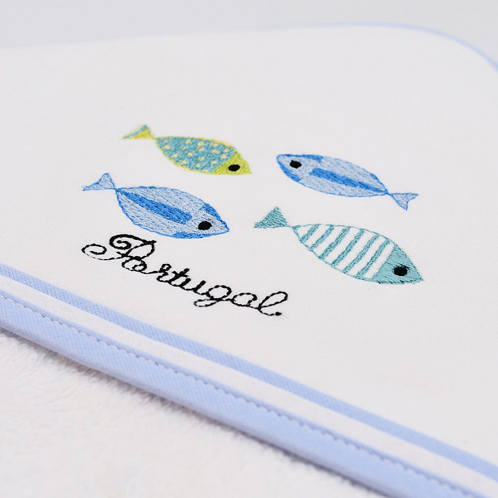 Sardinhas I Hooded Cotton Baby Bath Towel - Blue