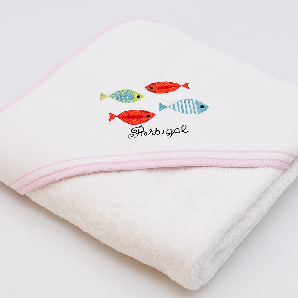 Sardinhas I Hooded Cotton Baby Bath Towel - Pink