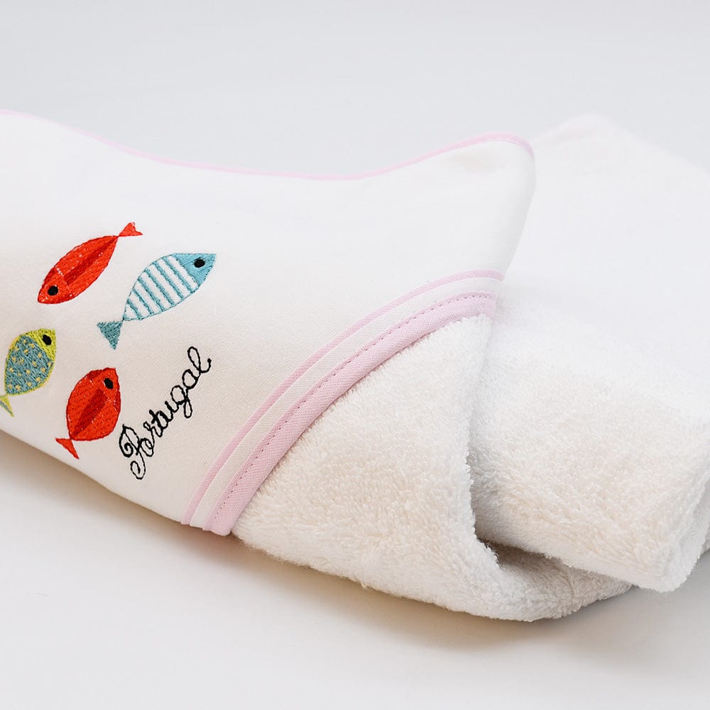 Sardinhas I Hooded Cotton Baby Bath Towel - Pink